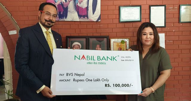 नबिल बैंकद्वारा ‘बर्न भायोलेन्स् सरभाईभल’ नेपाललाई एक लाख आर्थिक सहयोग