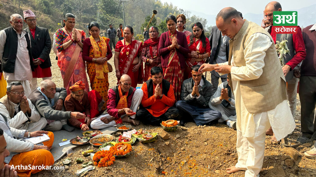 रामेछापको खाँडादेवीमा सुरु भयो दुर्गा मन्दिर निर्माणको काम